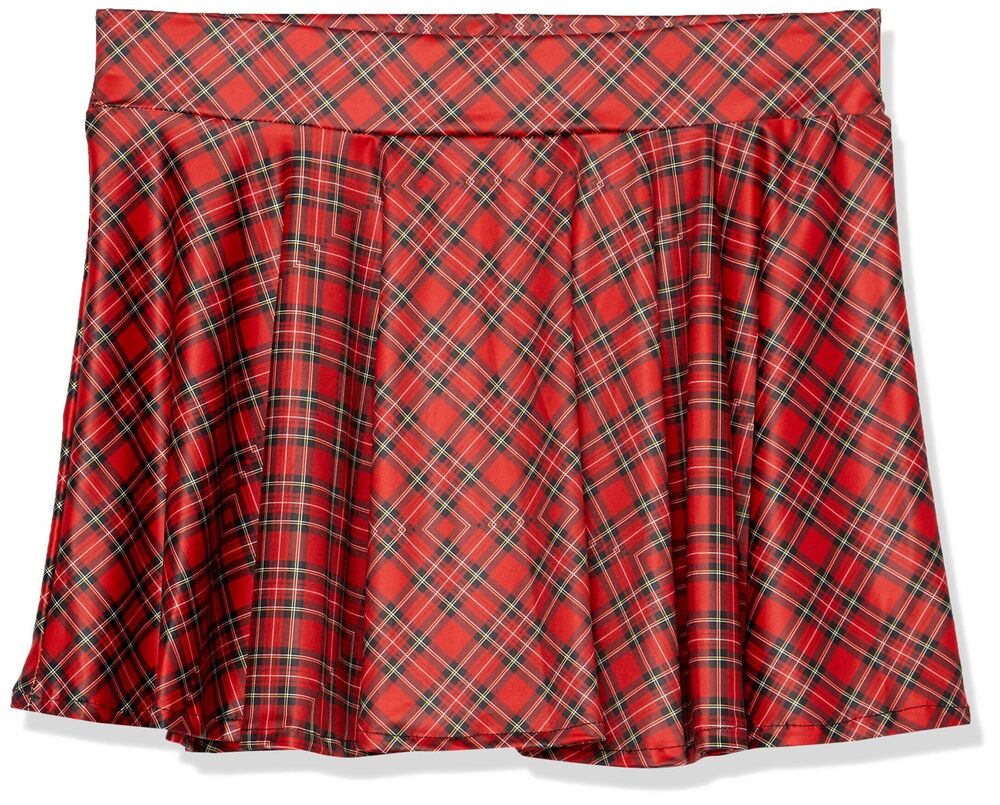 2861 Plus Size Red Plaid Stretch Lycra Skirt, 5X